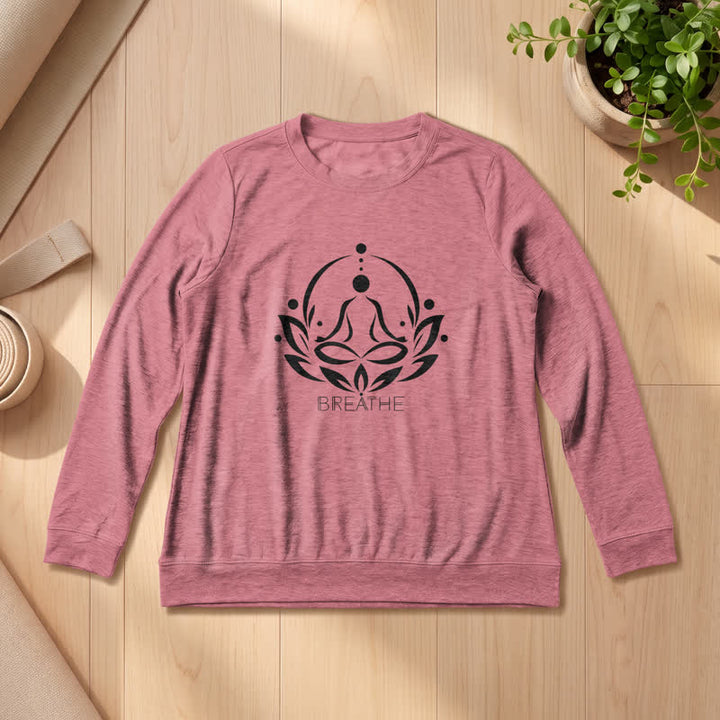 Olivenorma Cotton Blend Breathe Lotus Figure Print Women's Long Sleeve Shir - Rose Gold - 2XL - image 6