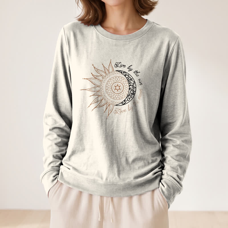 Olivenorma Soft Cotton Blend Sun Moon Mandala Print Women's Long Sleeve Shirt - image 14