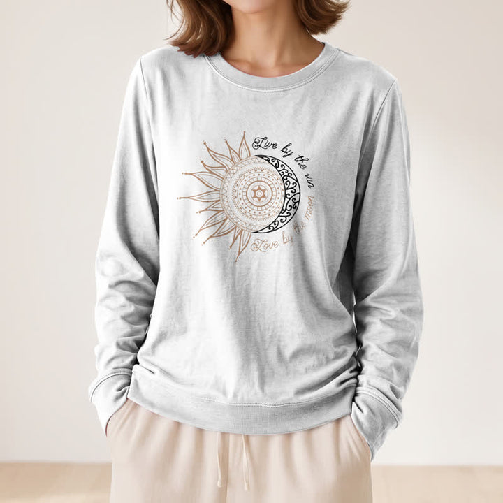 Olivenorma Soft Cotton Blend Sun Moon Mandala Print Women's Long Sleeve Shirt - image 5