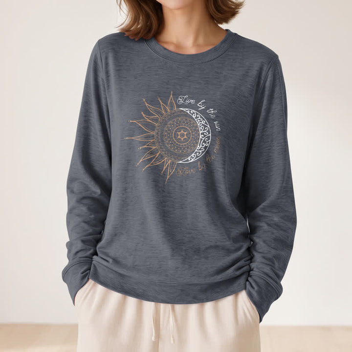 Olivenorma Soft Cotton Blend Sun Moon Mandala Print Women's Long Sleeve Shirt - image 17
