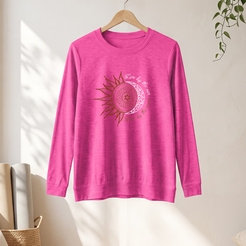 Olivenorma Soft Cotton Blend Sun Moon Mandala Print Women's Long Sleeve Shirt - image 22