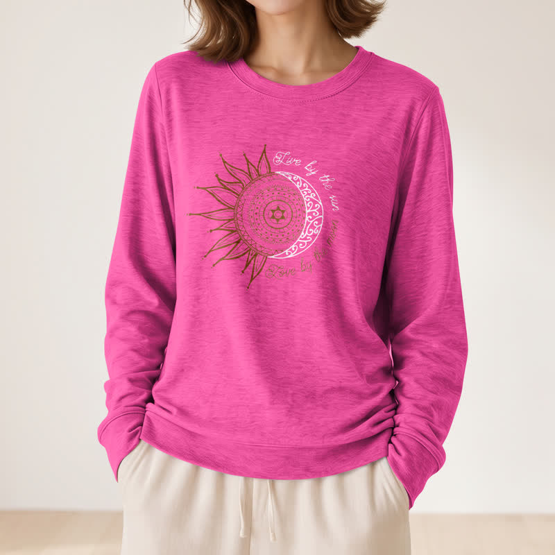 Olivenorma Soft Cotton Blend Sun Moon Mandala Print Women's Long Sleeve Shirt - image 23