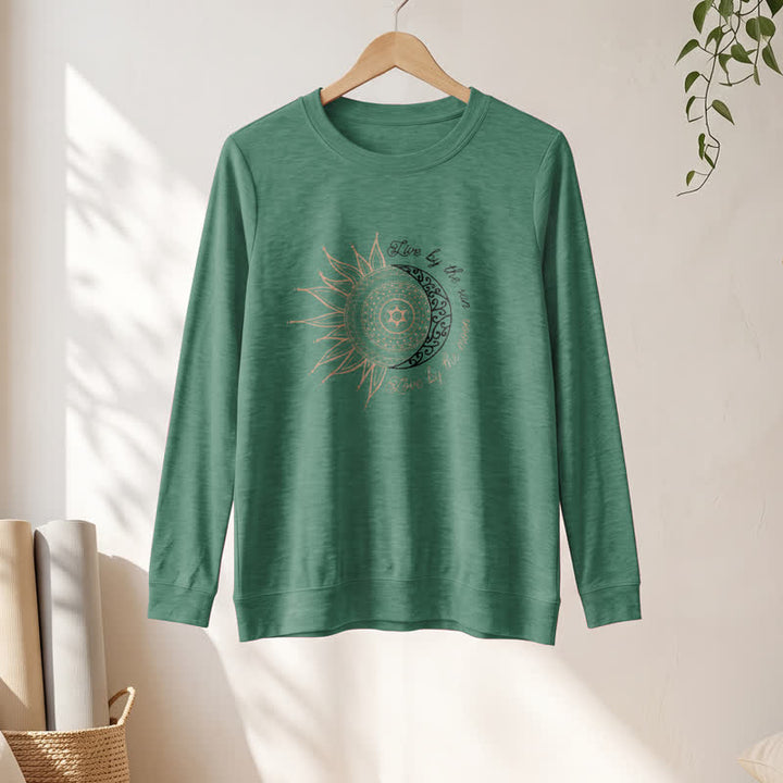 Olivenorma Soft Cotton Blend Sun Moon Mandala Print Women's Long Sleeve Shirt - image 1