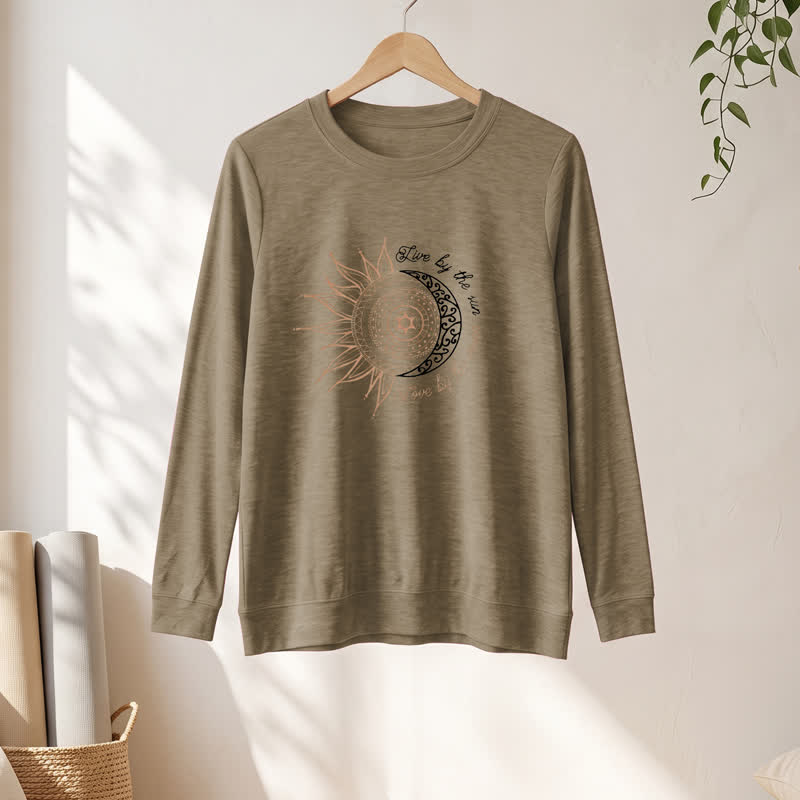 Olivenorma Soft Cotton Blend Sun Moon Mandala Print Women's Long Sleeve Shirt - image 25