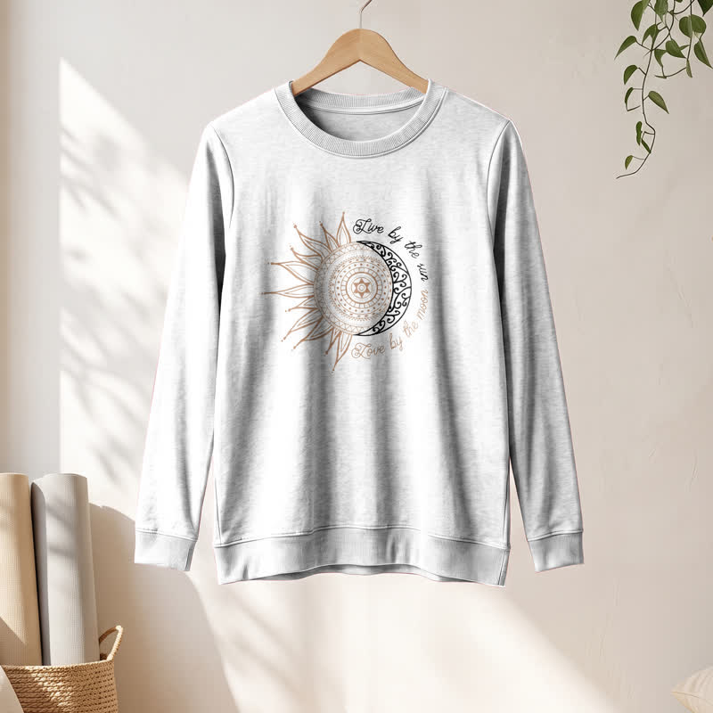 Olivenorma Soft Cotton Blend Sun Moon Mandala Print Women's Long Sleeve Shirt - image 4