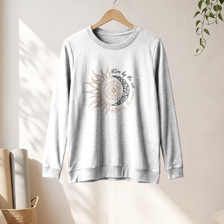 Olivenorma Soft Cotton Blend Sun Moon Mandala Print Women's Long Sleeve Shirt - image 4