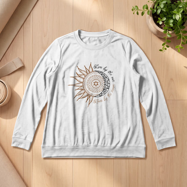 Olivenorma Soft Cotton Blend Sun Moon Mandala Print Women's Long Sleeve Shirt - White - 2XL - image 3