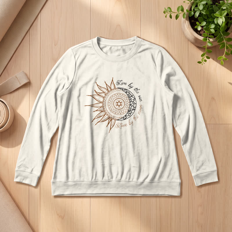 Olivenorma Soft Cotton Blend Sun Moon Mandala Print Women's Long Sleeve Shirt - Sand Color - 2XL - image 12