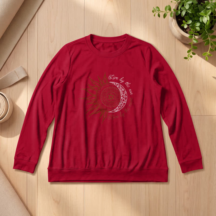Olivenorma Soft Cotton Blend Sun Moon Mandala Print Women's Long Sleeve Shirt - Wine - 2XL - image 30