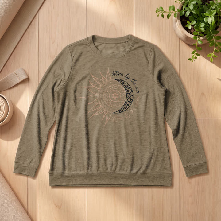 Olivenorma Soft Cotton Blend Sun Moon Mandala Print Women's Long Sleeve Shirt - Coffee - 2XL - image 24
