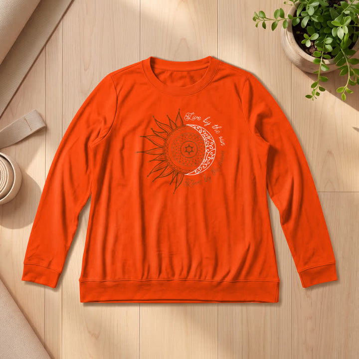 Olivenorma Soft Cotton Blend Sun Moon Mandala Print Women's Long Sleeve Shirt - Orange - 2XL - image 27