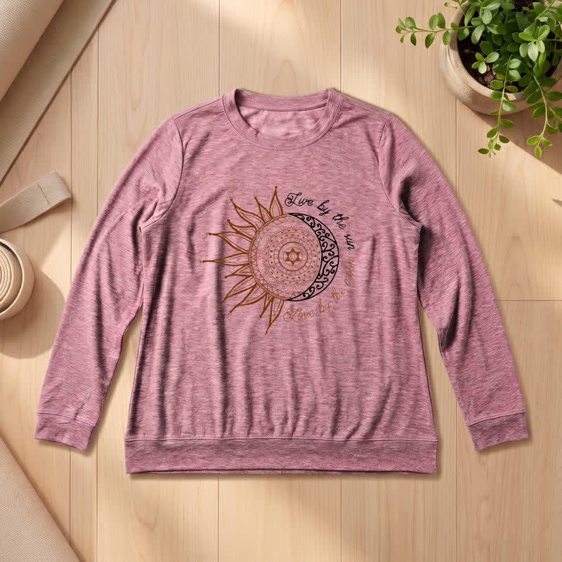 Olivenorma Soft Cotton Blend Sun Moon Mandala Print Women's Long Sleeve Shirt - Rose Gold - 2XL - image 9