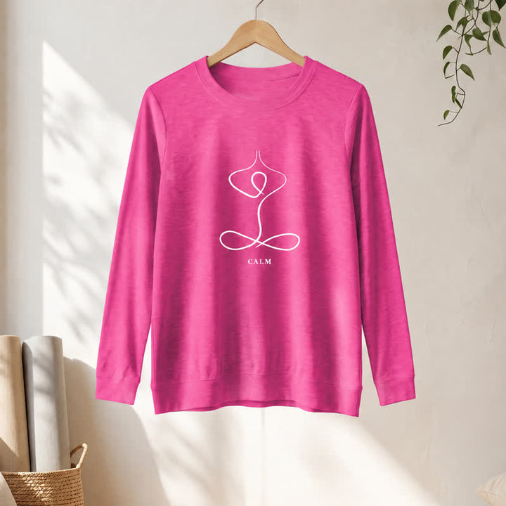 Olivenorma Cotton Blend Breath & Calm Line Art Print Women's Long Sleeve Shirt - image 37