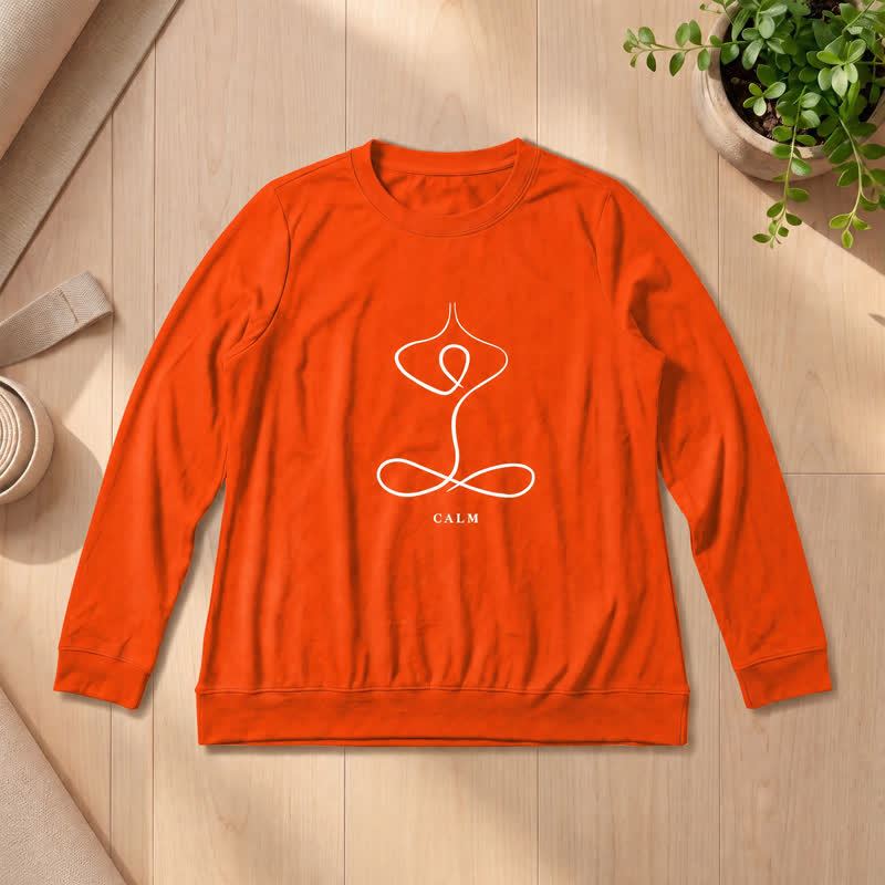 Olivenorma Cotton Blend Breath & Calm Line Art Print Women's Long Sleeve Shirt - image 55