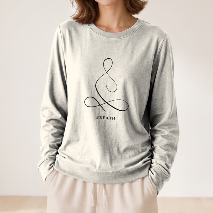 Olivenorma Cotton Blend Breath & Calm Line Art Print Women's Long Sleeve Shirt - image 5
