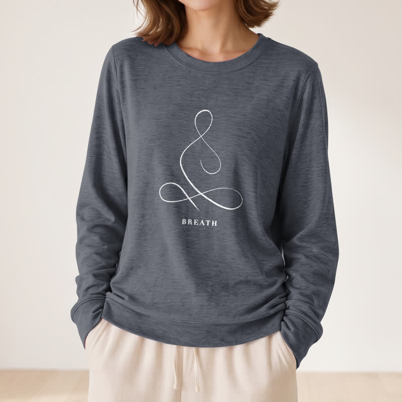 Olivenorma Cotton Blend Breath & Calm Line Art Print Women's Long Sleeve Shirt - image 29