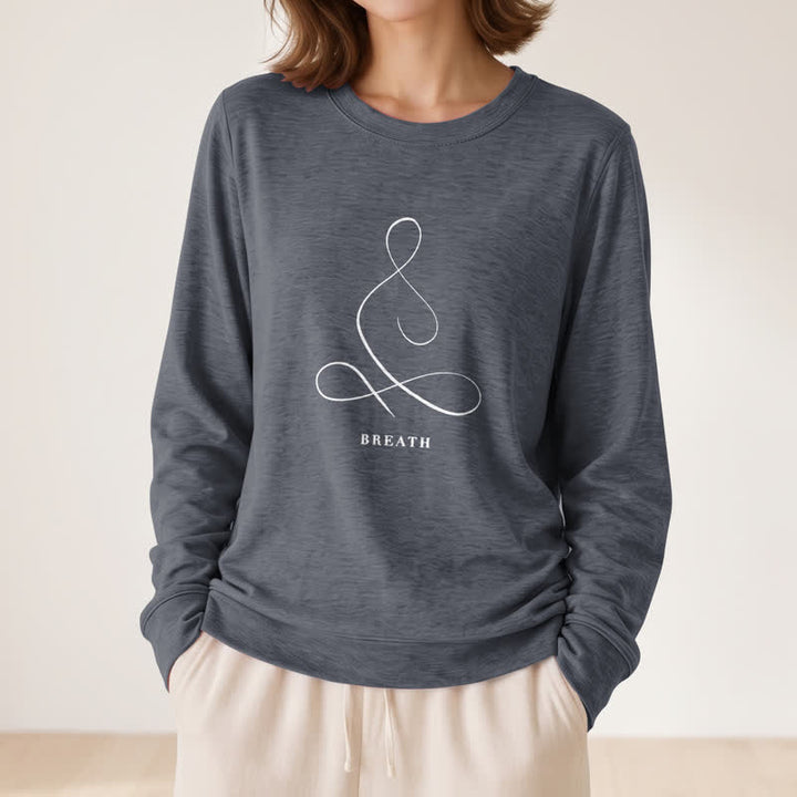 Olivenorma Cotton Blend Breath & Calm Line Art Print Women's Long Sleeve Shirt - image 29
