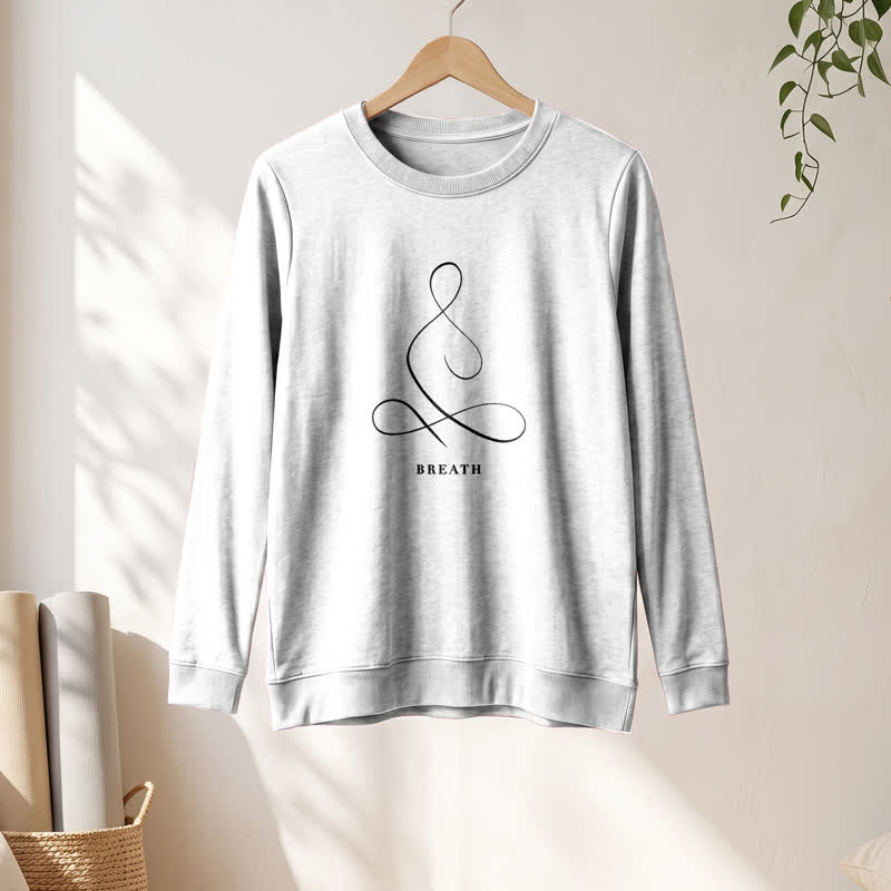 Olivenorma Cotton Blend Breath & Calm Line Art Print Women's Long Sleeve Shirt - image 10
