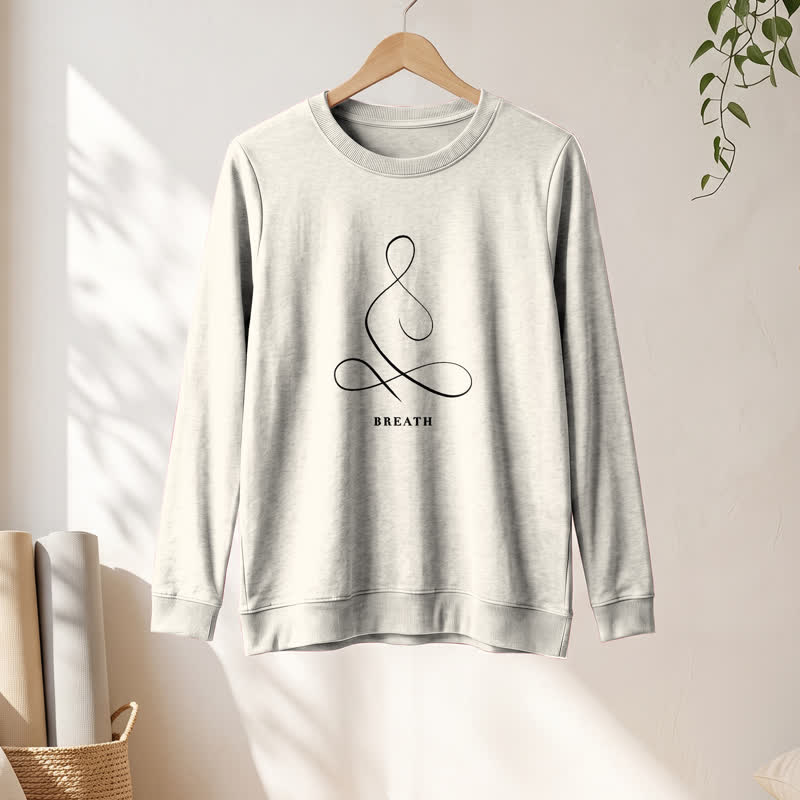 Olivenorma Cotton Blend Breath & Calm Line Art Print Women's Long Sleeve Shirt - image 4