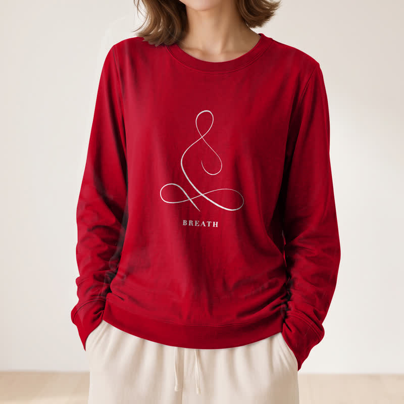 Olivenorma Cotton Blend Breath & Calm Line Art Print Women's Long Sleeve Shirt - image 65