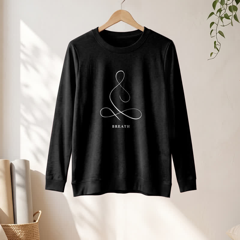 Olivenorma Cotton Blend Breath & Calm Line Art Print Women's Long Sleeve Shirt - image 16