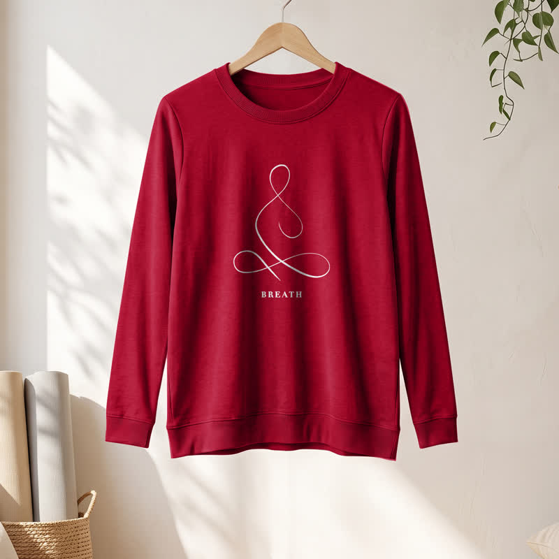 Olivenorma Cotton Blend Breath & Calm Line Art Print Women's Long Sleeve Shirt - image 64
