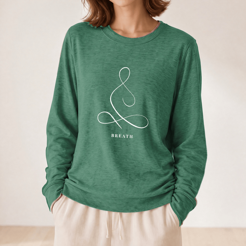 Olivenorma Cotton Blend Breath & Calm Line Art Print Women's Long Sleeve Shirt - image 47