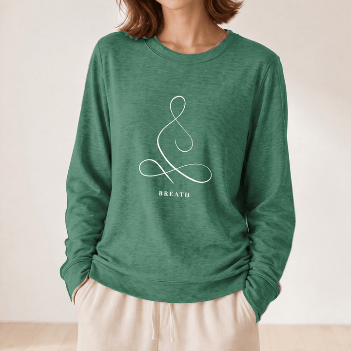 Olivenorma Cotton Blend Breath & Calm Line Art Print Women's Long Sleeve Shirt - image 47
