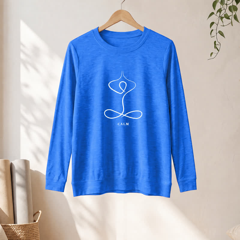 Olivenorma Cotton Blend Breath & Calm Line Art Print Women's Long Sleeve Shirt - image 31