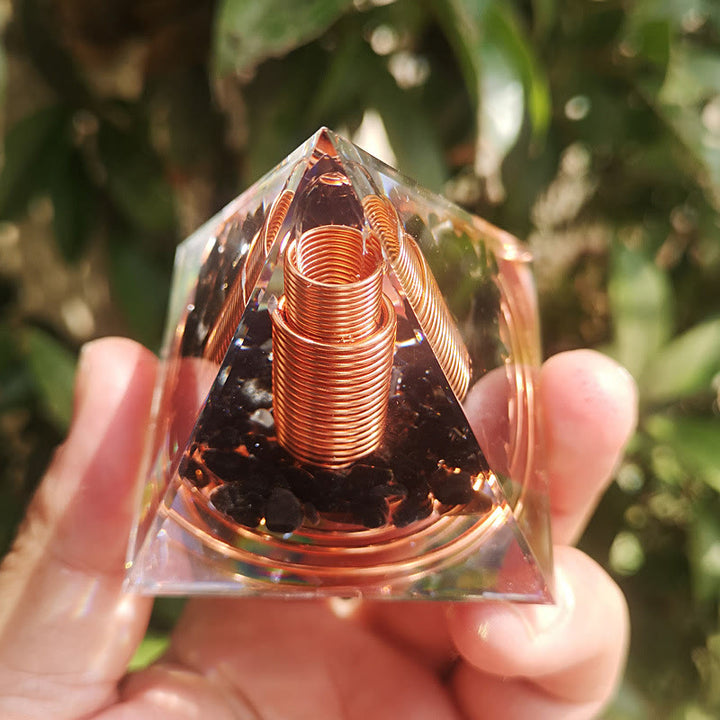 FREE Today: Handmade Black Obsidian Orgone Pyramid with Spiral Copper Coil Crystal Energy Generator for EMF Protection Meditation Decor Gift - image 9