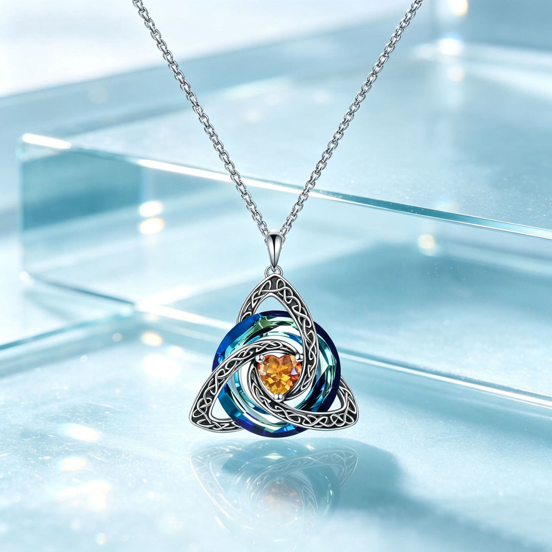 FREE Today: Triquetra Pendant Guardian Amulet Celtic Birthstone Necklace Witchy Jewelry - image 0