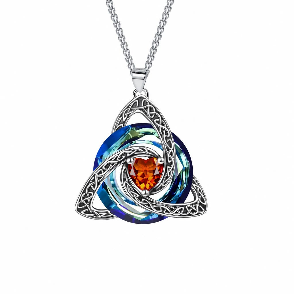 FREE Today: Triquetra Pendant Guardian Amulet Celtic Birthstone Necklace Witchy Jewelry - Necklace - January - image 1