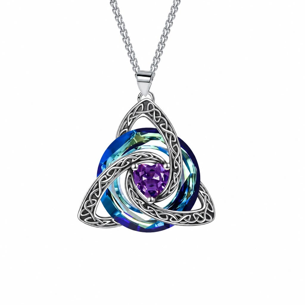 FREE Today: Triquetra Pendant Guardian Amulet Celtic Birthstone Necklace Witchy Jewelry - Necklace - February - image 2