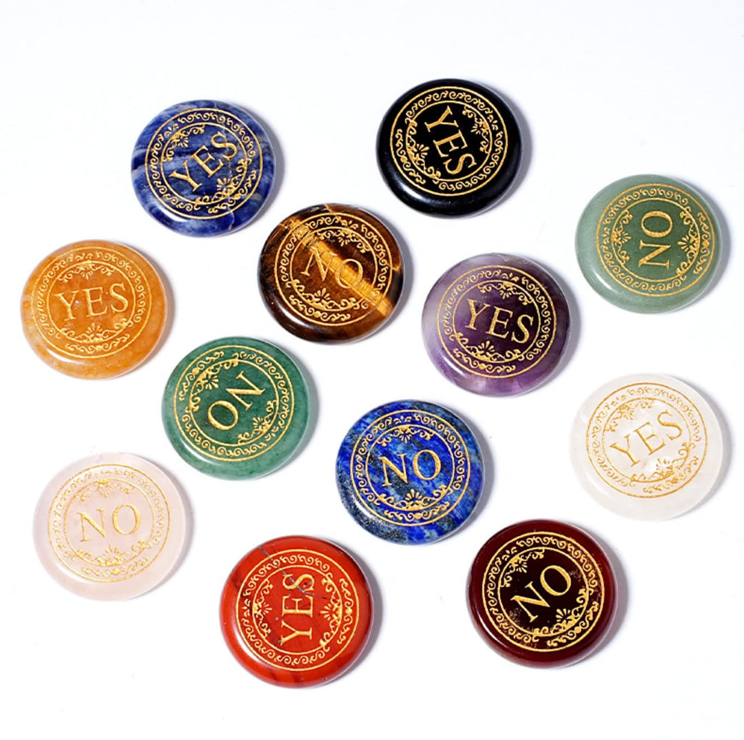 FREE Today: 25mm Natural Crystal Yes or No Decision Coin Double Sides Engraved Tabletop Meditation Decor - image 24