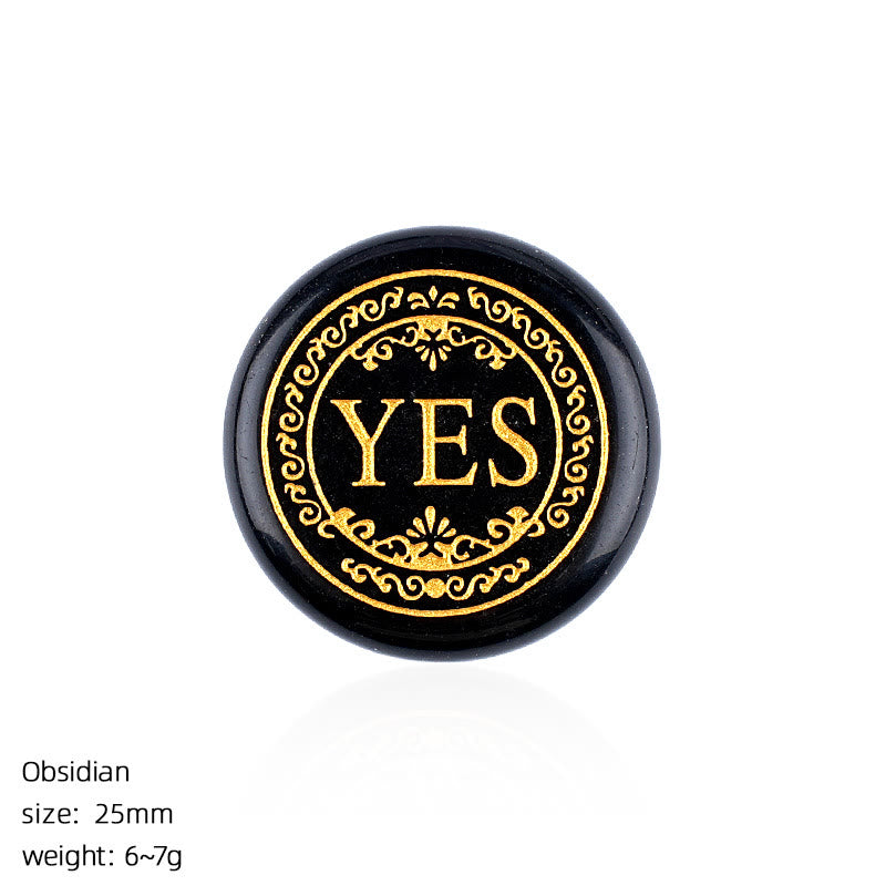 FREE Today: 25mm Natural Crystal Yes or No Decision Coin Double Sides Engraved Tabletop Meditation Decor - Obsidian - image 14