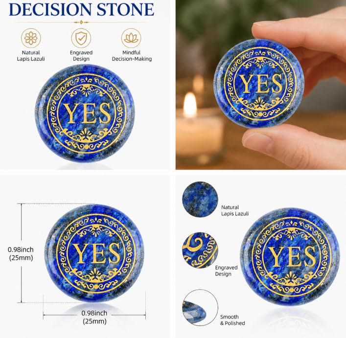 FREE Today: 25mm Natural Crystal Yes or No Decision Coin Double Sides Engraved Tabletop Meditation Decor - image 3