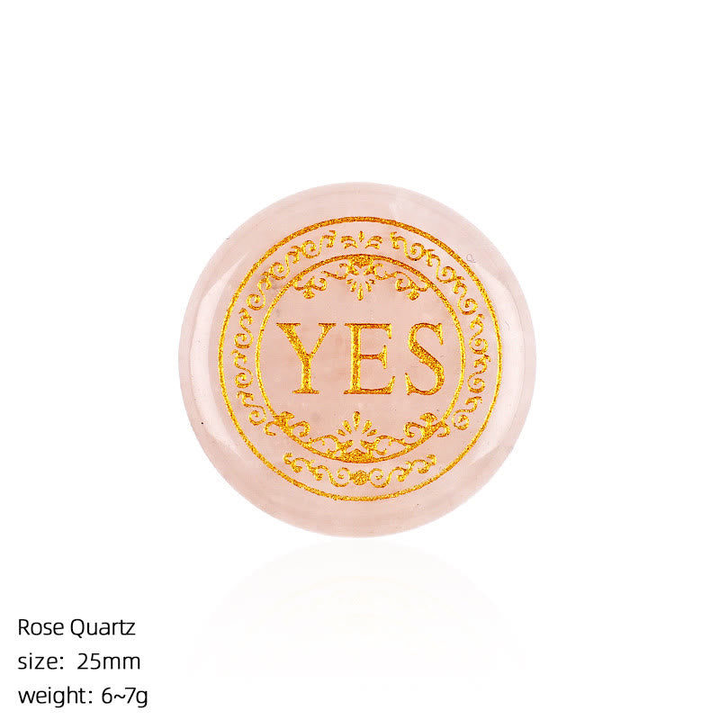 FREE Today: 25mm Natural Crystal Yes or No Decision Coin Double Sides Engraved Tabletop Meditation Decor - Rose Quartz - image 18