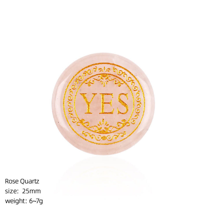 FREE Today: 25mm Natural Crystal Yes or No Decision Coin Double Sides Engraved Tabletop Meditation Decor - Rose Quartz - image 18