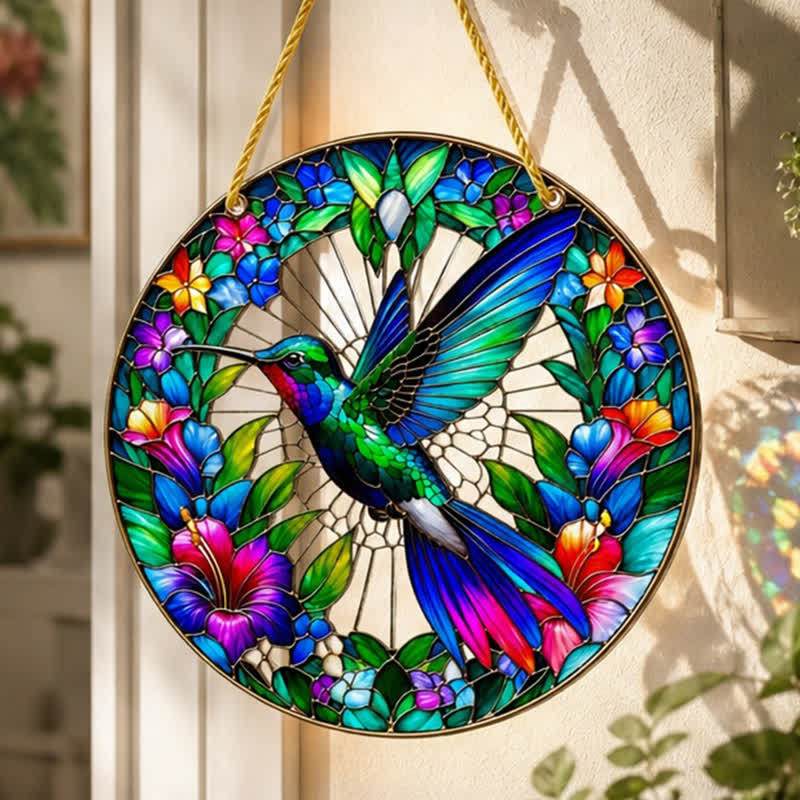 Olivenorma Hummingbird Botanical Spiritual Symbol Stained Glass Sun Catcher - image 5