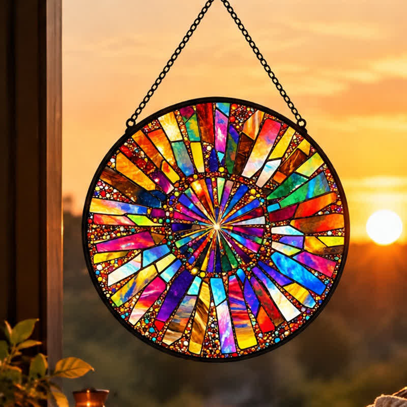 Olivenorma Rainbow Chakra Mandala Spiritual Stained Glass Sun Catcher - image 2