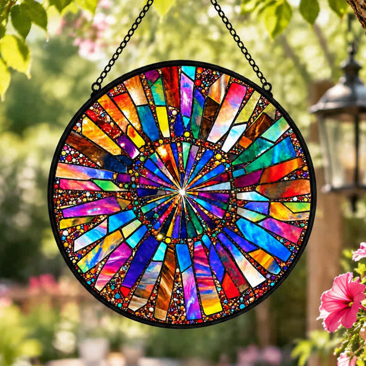 Olivenorma Rainbow Chakra Mandala Spiritual Stained Glass Sun Catcher - 30cm - image 0