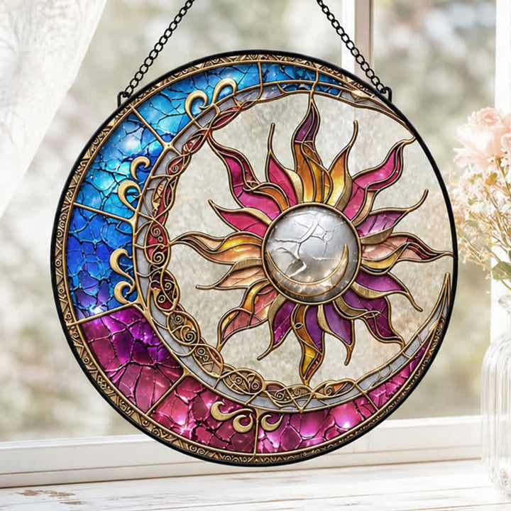 Olivenorma Sun Moon Celestial Duality Spiritual Stained Glass Sun Catcher - image 3
