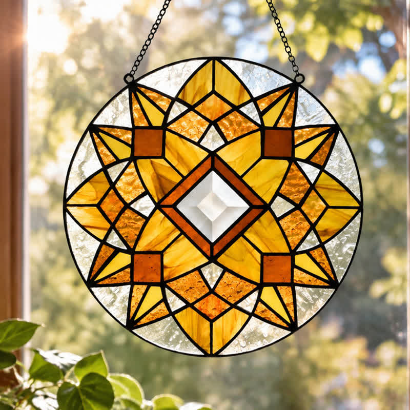 Olivenorma Eight-Pointed Star Sacred Geometry Mandala Stained Glass Sun Catcher - image 2