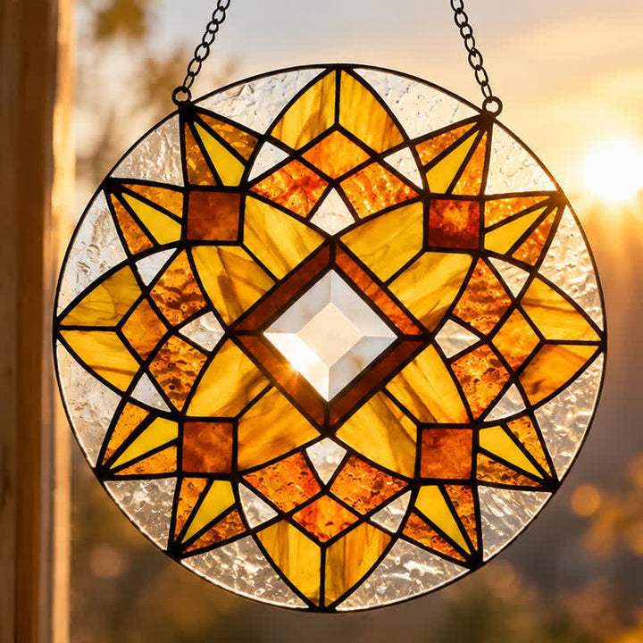 Olivenorma Eight-Pointed Star Sacred Geometry Mandala Stained Glass Sun Catcher - 30cm - image 0
