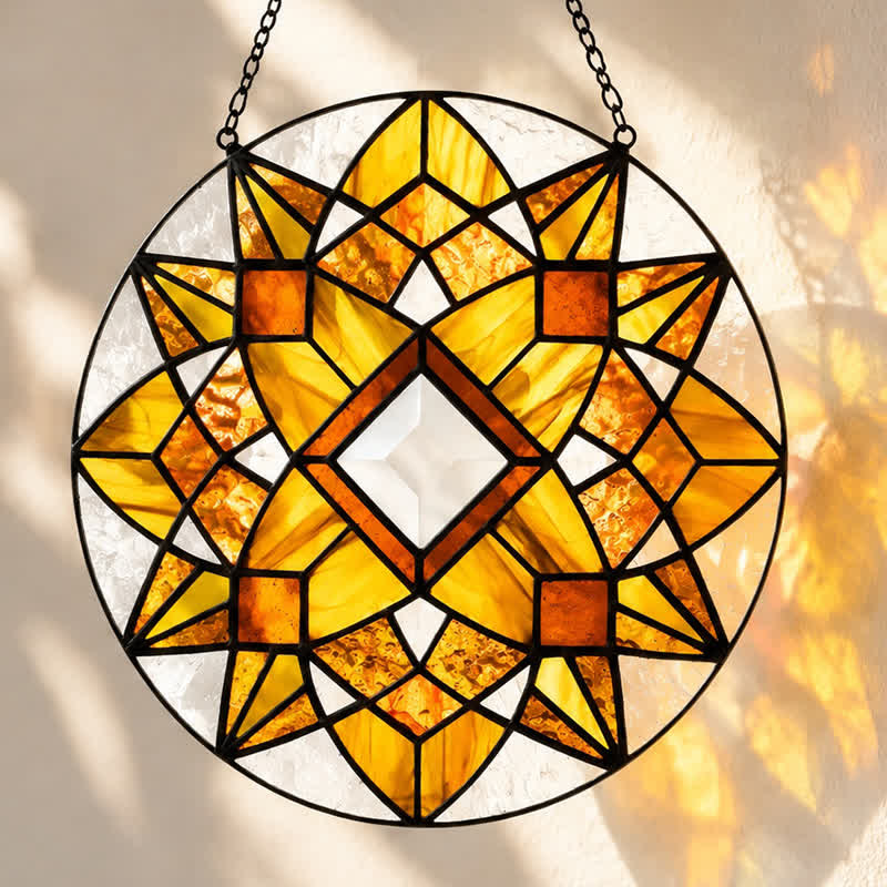 Olivenorma Eight-Pointed Star Sacred Geometry Mandala Stained Glass Sun Catcher - image 4