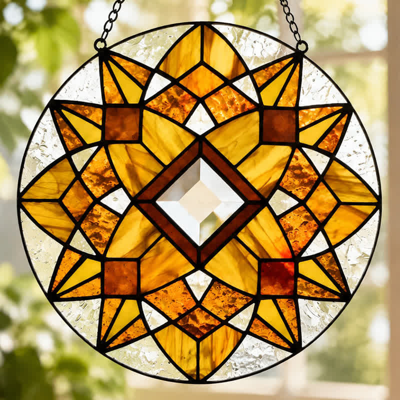 Olivenorma Eight-Pointed Star Sacred Geometry Mandala Stained Glass Sun Catcher - image 5