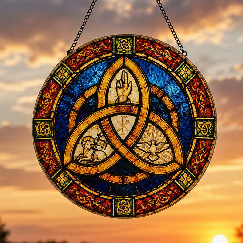 Olivenorma Trinity Triquetra Christian Sacred Symbol Stained Glass Sun Catcher - image 2