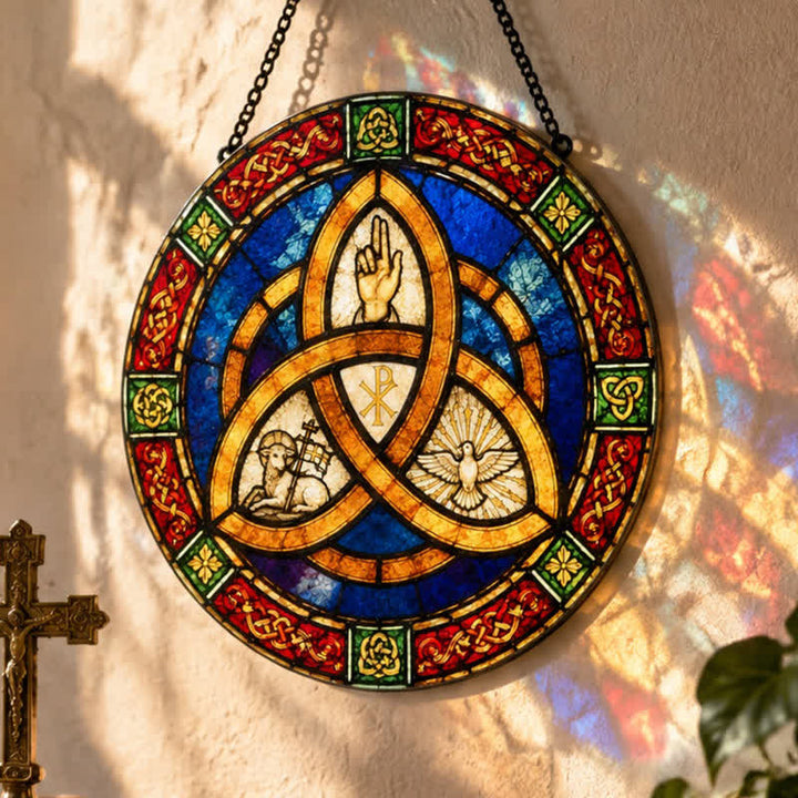 Olivenorma Trinity Triquetra Christian Sacred Symbol Stained Glass Sun Catcher - image 4