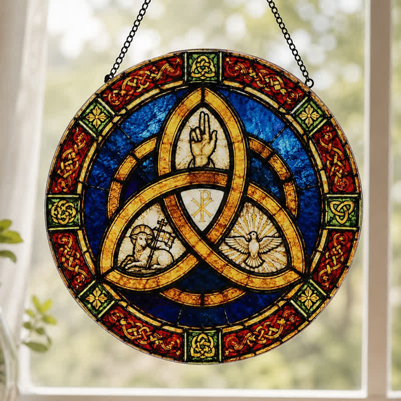 Olivenorma Trinity Triquetra Christian Sacred Symbol Stained Glass Sun Catcher - image 1