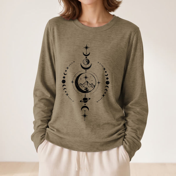 Olivenorma Soft Blend Mountain Moon Phase Star Celestial Print Women's Long Sleeve Shirt - image 26